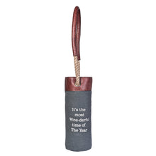 Load image into Gallery viewer, WINE-DERFUL Up-Cycled Canvas and Leather Wine Bag M-6557
