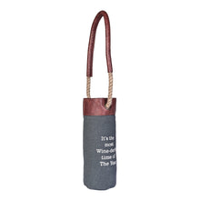 Load image into Gallery viewer, WINE-DERFUL Up-Cycled Canvas and Leather Wine Bag M-6557