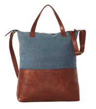 Load image into Gallery viewer, Mona B. Amelia Up-cycled and Re-cycled Canvas and Durrie Tote/Shoulder Bag with Vegan Leather Trim, M-6519