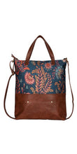 Load image into Gallery viewer, Mona B. Amelia Up-cycled and Re-cycled Canvas and Durrie Tote/Shoulder Bag with Vegan Leather Trim, M-6519
