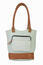 Load image into Gallery viewer, Mona B. Two In One Up-cycled and Re-cycled Canvas Tote/Shoulder/Backpack Bag with Vegan Leather Trim