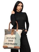 Load image into Gallery viewer, Escape The Ordinary Canvas Tote, M-1802 (ORIGINAL LEATHER)
