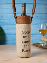 Load image into Gallery viewer, STOP AND SMELL Up-Cycled Canvas Wine Bag M-6558
