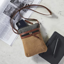 Load image into Gallery viewer, Mona B. Ava Up-cycled and Re-cycled Canvas Cross-Body Bag with Vegan Leather Trim

