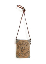 Load image into Gallery viewer, Mona B. Create &amp; Conserve Up-cycled and Re-cycled Canvas Cross-body Bag with Vegan Leather Trim
