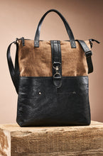 Load image into Gallery viewer, Mona B. Jamie Up-cycled and Re-cycled Canvas Tote/Shoulder Bag with Vegan Leather Trim
