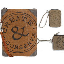 Load image into Gallery viewer, Mona B. Create &amp; Conserve Up-cycled and Re-cycled Canvas Cross-body Bag with Vegan Leather Trim
