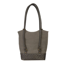 Load image into Gallery viewer, Mona B. Two In One Up-cycled and Re-cycled Canvas Tote/Shoulder/Backpack Bag with Vegan Leather Trim
